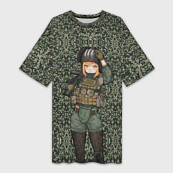 Женская длинная футболка Милитари аниме девочка