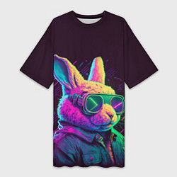 Женская длинная футболка Модный кролик в очках