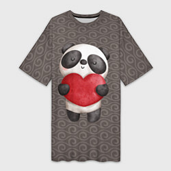Женская длинная футболка Панда с сердечком