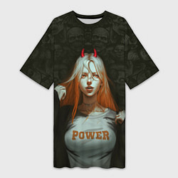 Женская длинная футболка Power - Anime Chainsaw Man