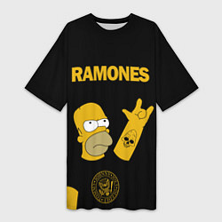 Женская длинная футболка Ramones Гомер Симпсон рокер