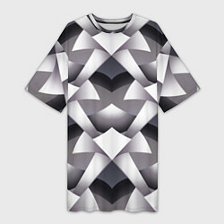 Футболка женская длинная Абстрактный геометрический узор с элементами фэнте, цвет: 3D-принт