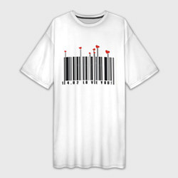 Футболка женская длинная Barcode love you, цвет: 3D-принт