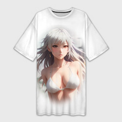 Женская длинная футболка Аниме девушка красивая