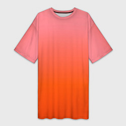 Футболка женская длинная Оранжево-розовый градиент, цвет: 3D-принт