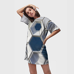 Футболка женская длинная Кубический мир, цвет: 3D-принт — фото 2