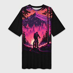 Женская длинная футболка Велопрогулка на закате