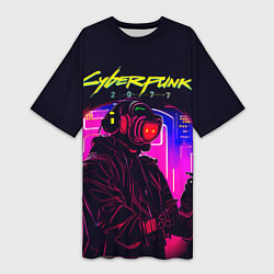 Женская длинная футболка Cyberpunk, robohacker