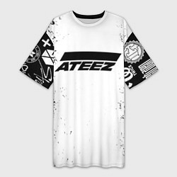 Женская длинная футболка Ateez black and white