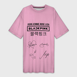 Женская длинная футболка Blackpink лого и подписи