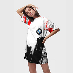 Футболка женская длинная BMW art, цвет: 3D-принт — фото 2