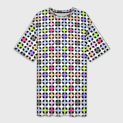 Женская длинная футболка Разноцветный геометрический рисунок