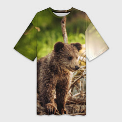 Женская длинная футболка Медвежонок красавец