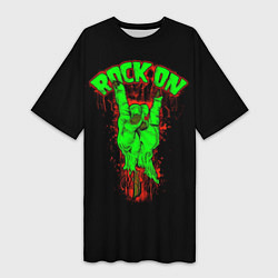 Футболка женская длинная Rock on zombie, цвет: 3D-принт
