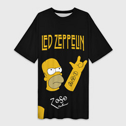 Женская длинная футболка Led Zeppelin Гомер Симпсон рокер