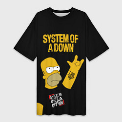 Женская длинная футболка System of a Down Гомер Симпсон рокер