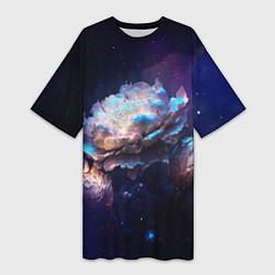Женская длинная футболка Космические звёздные цветы