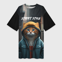 Женская длинная футболка Street cat