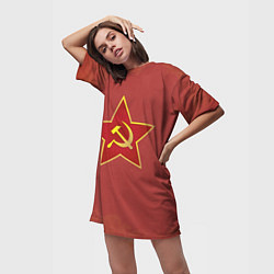 Футболка женская длинная Советская звезда, цвет: 3D-принт — фото 2