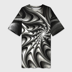 Женская длинная футболка Abstract fractal grey