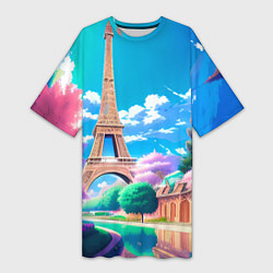 Женская длинная футболка Весенний Париж