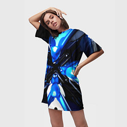 Футболка женская длинная Digital abstract fractal, цвет: 3D-принт — фото 2