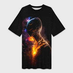 Женская длинная футболка Инопланетянин в космическом пространстве