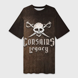 Женская длинная футболка Corsairs Legacy Весёлый Роджер