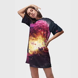 Футболка женская длинная Теория взрыва, цвет: 3D-принт — фото 2