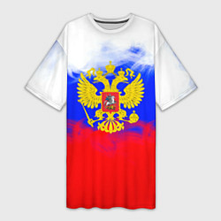 Женская длинная футболка Russia флаг герб