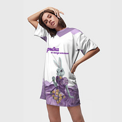 Футболка женская длинная Я не рыбка, но иногда исполняю, цвет: 3D-принт — фото 2