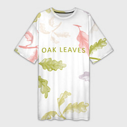 Футболка женская длинная Oak leaves, цвет: 3D-принт