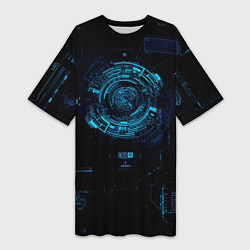 Футболка женская длинная Кибер абстракт, цвет: 3D-принт