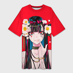 Футболка женская длинная Anime vampire girl, цвет: 3D-принт