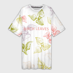 Женская длинная футболка Birch leaves