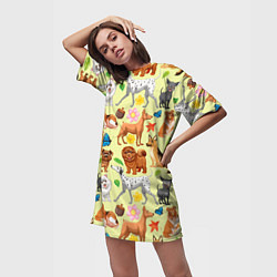 Футболка женская длинная Забавные собачки, цвет: 3D-принт — фото 2