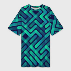 Женская длинная футболка Бирюзовые линии