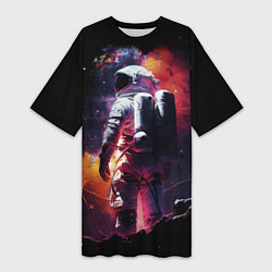 Женская длинная футболка Космонавт на неизвестной планете