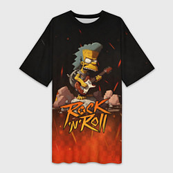 Женская длинная футболка Rock n roll fire Simpsons