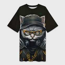 Женская длинная футболка Rich grey Cat