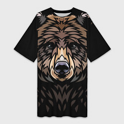 Женская длинная футболка Медведь в этническом стиле