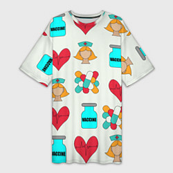 Женская длинная футболка Вакцина, пипюпи и сердце