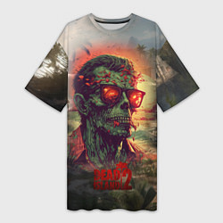 Женская длинная футболка Dead island 2 zombie