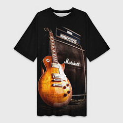 Женская длинная футболка Рокерская гитара