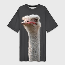 Женская длинная футболка Голова страуса