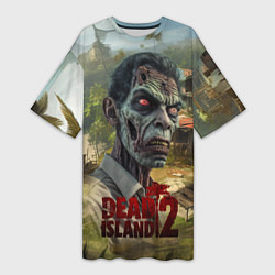 Женская длинная футболка Zombie dead island 2