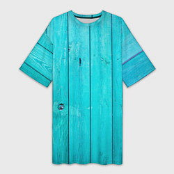 Футболка женская длинная Ярко-голубое дерево, цвет: 3D-принт