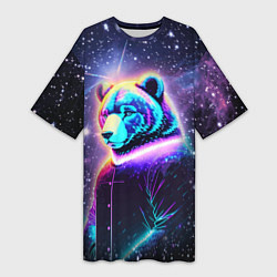 Женская длинная футболка Светящийся космический медведь