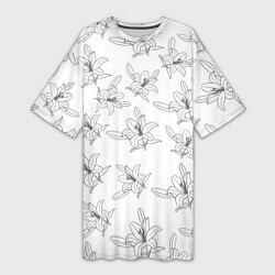 Женская длинная футболка Лилия цветочный паттерн