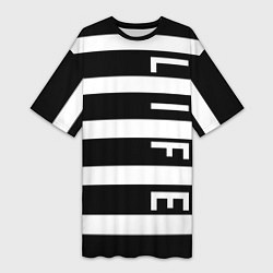 Футболка женская длинная Полосатая, цвет: 3D-принт